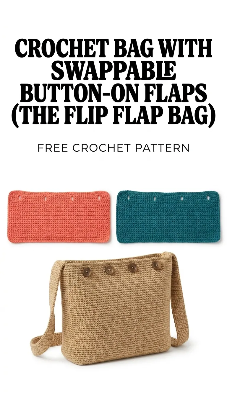 Crochet Bag With Swappable Button-On Flaps (The Flip Flap Bag) Pattern for Beginners
