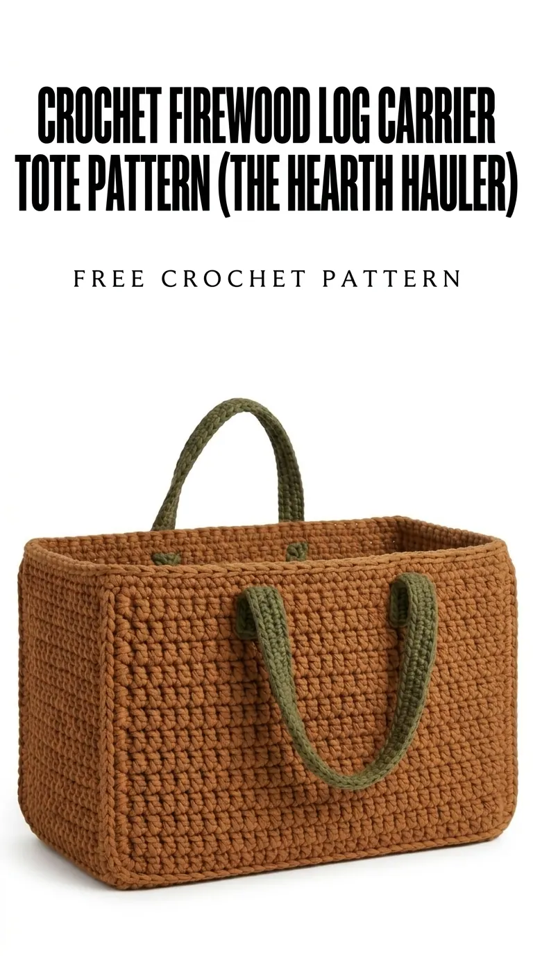 Crochet Firewood Log Carrier Tote Pattern for Beginners