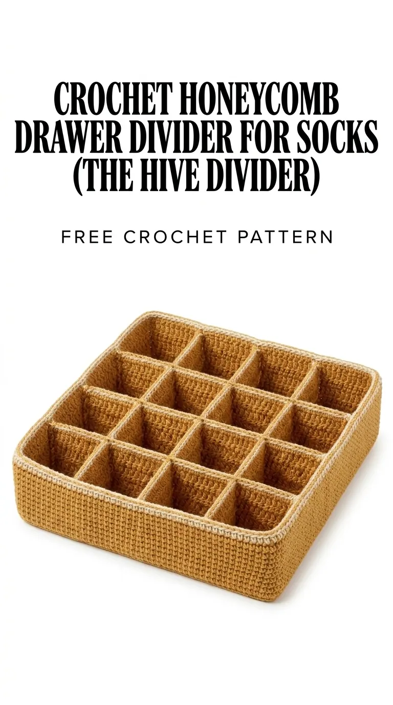 Crochet Honeycomb Drawer Divider for Socks (The Hive Divider)