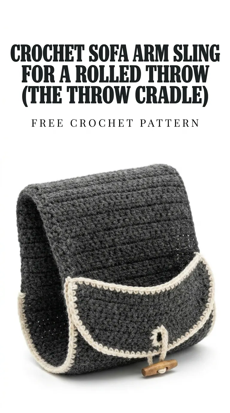 Crochet Sofa Arm Sling for a Rolled Throw (Free Pattern for Beginners)