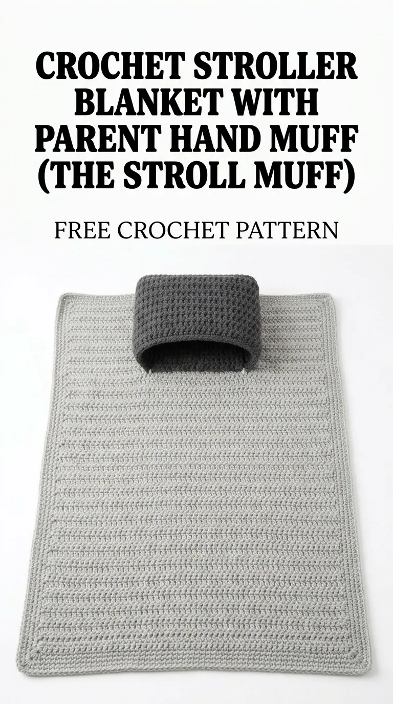 Crochet Stroller Blanket With Parent Hand Muff Pattern for Beginners