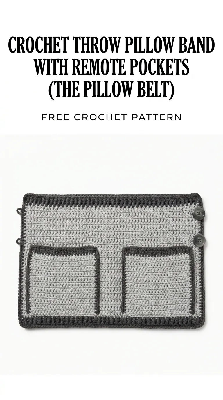 Crochet Throw Pillow Band With Remote Pockets (The Pillow Belt) Pattern for Beginners