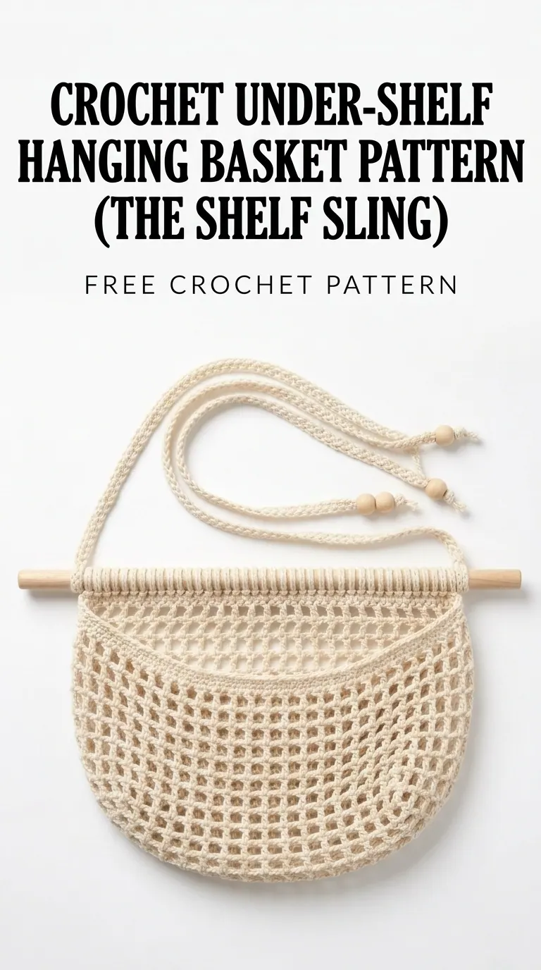 Crochet Under-Shelf Hanging Basket Pattern for Beginners