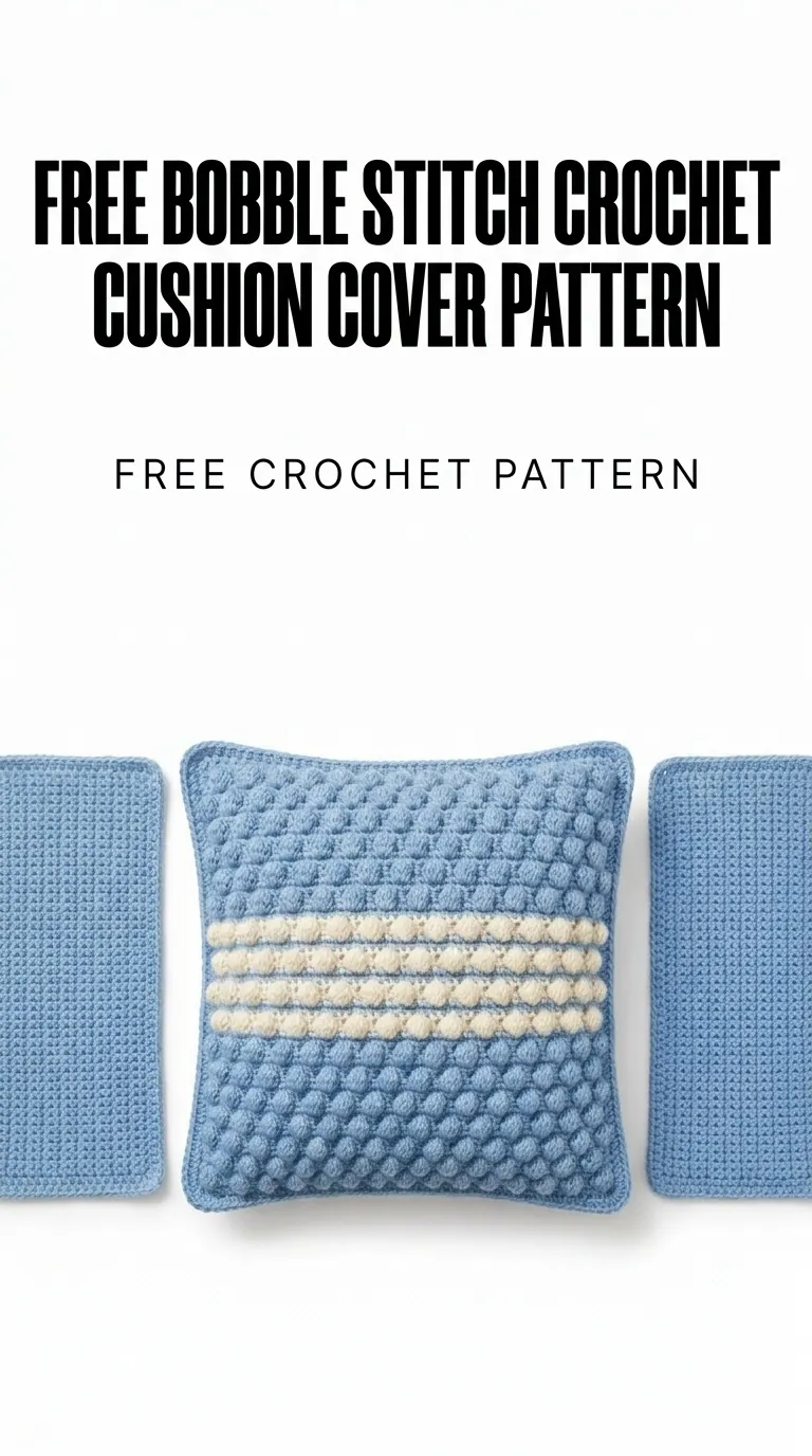 Free Bobble Stitch Crochet Cushion Cover Pattern for Beginners