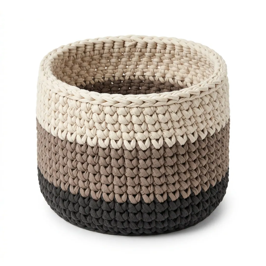Free Chunky T-Shirt Yarn Basket Crochet Pattern for Beginners