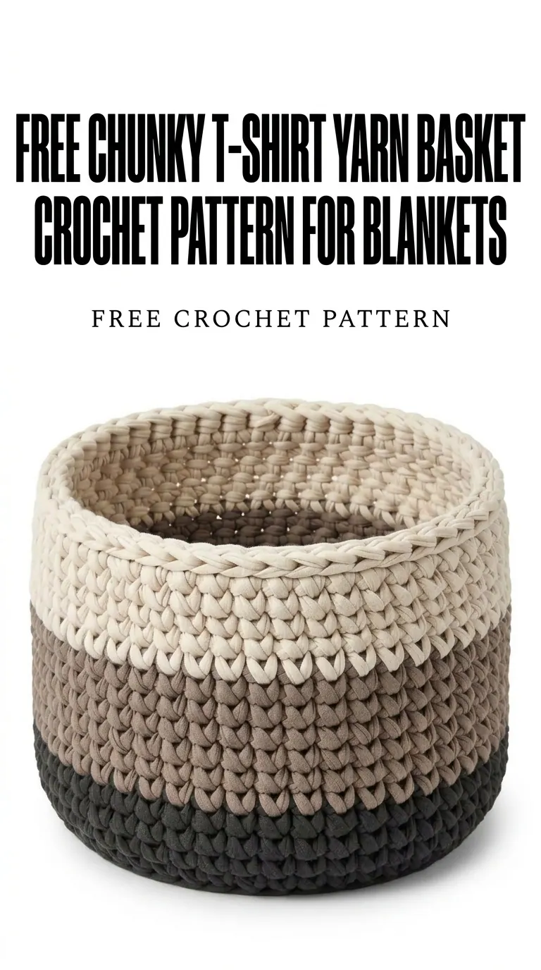 Free Chunky T-Shirt Yarn Basket Crochet Pattern for Beginners