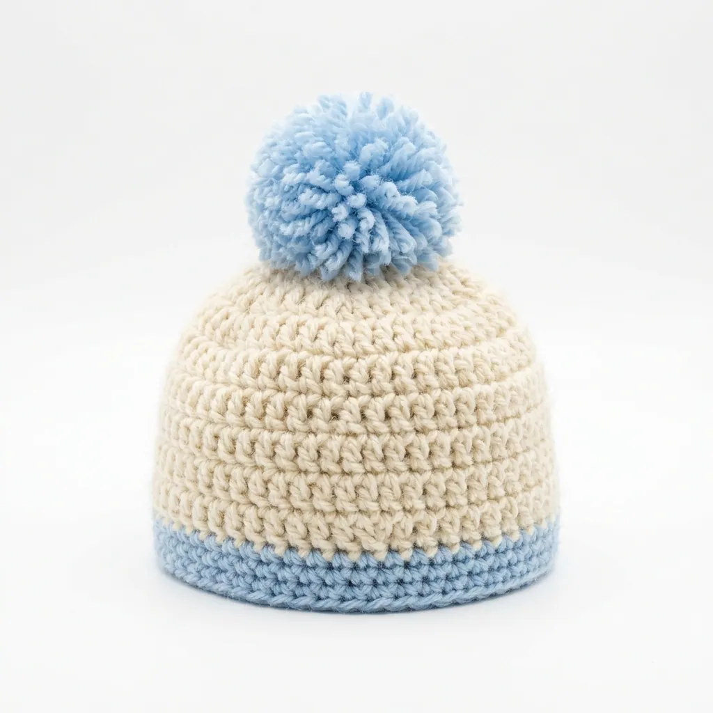 Free Crochet Baby Pom-Pom Hat Pattern for Beginners