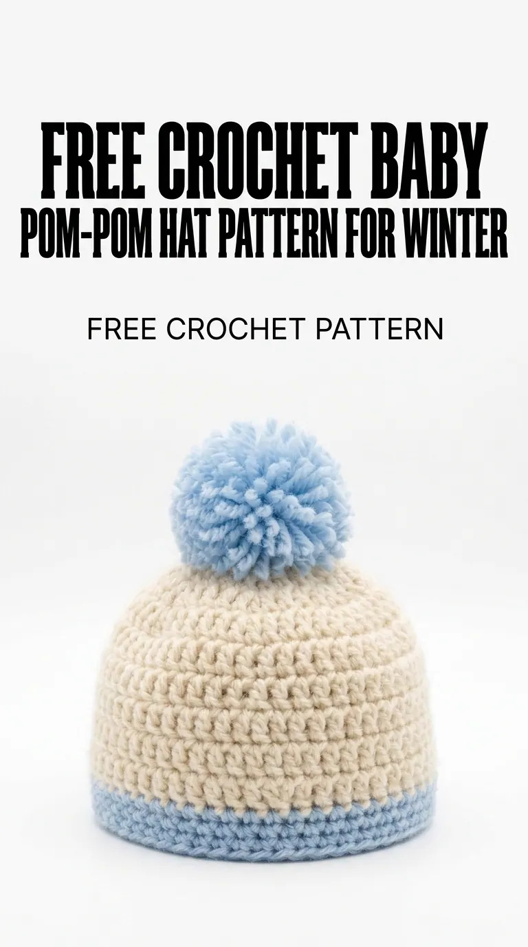Free Crochet Baby Pom-Pom Hat Pattern for Beginners