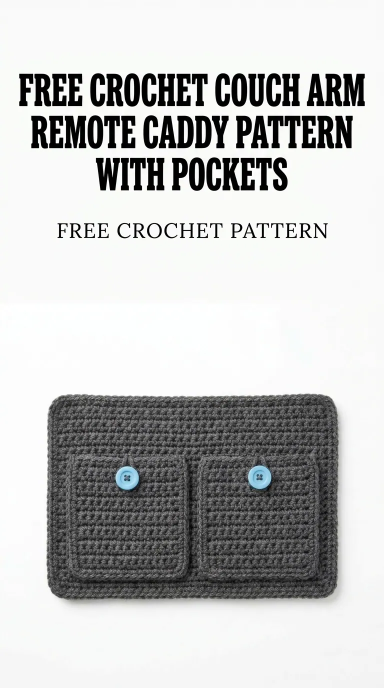 Free Crochet Couch Arm Remote Caddy Pattern With Pockets