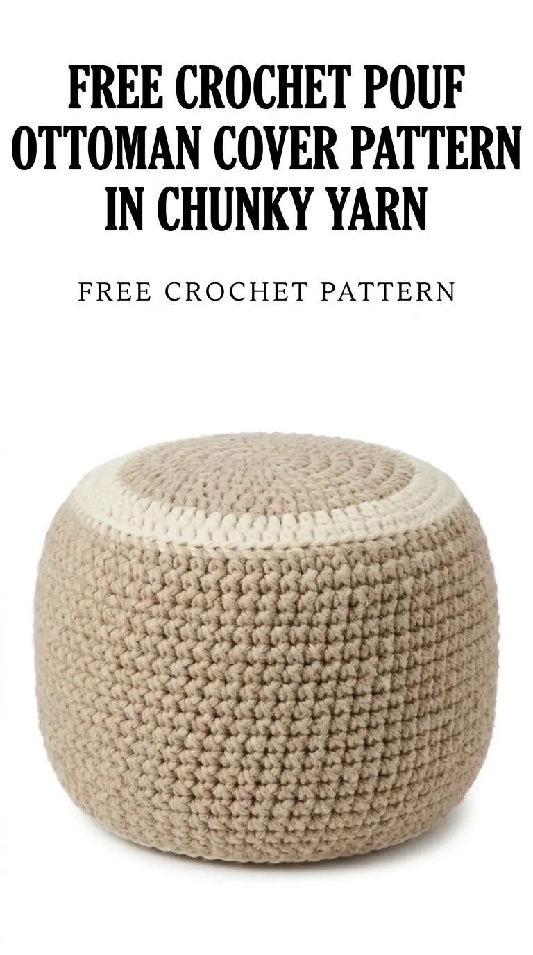 Free Crochet Pouf Ottoman Cover Pattern for Beginners