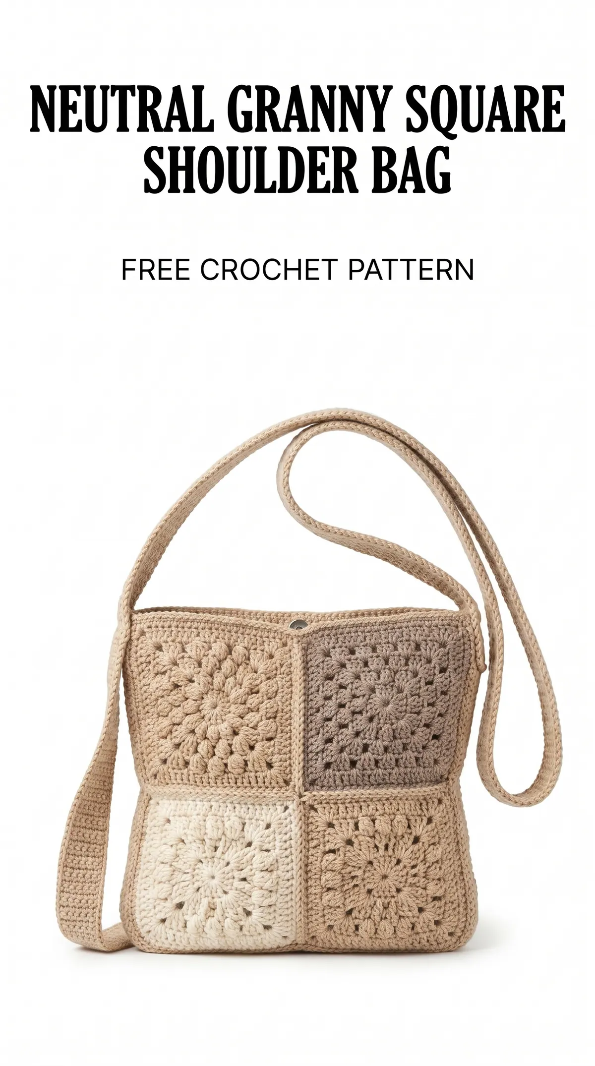 Neutral Granny Square Shoulder Bag Crochet Pattern for Beginners